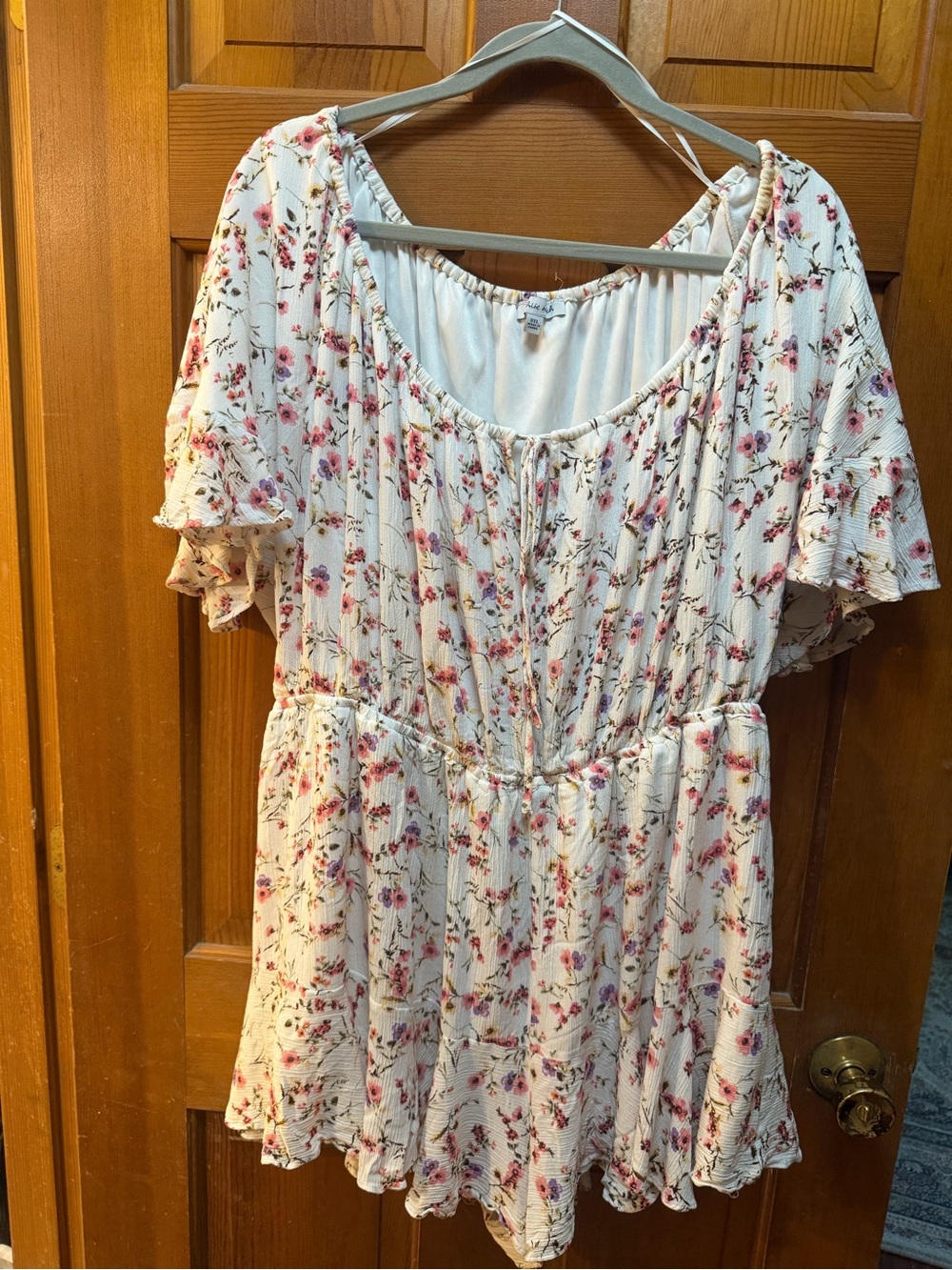 ❤️ white birch Cream ROMPER with Pink, Purple and Yellow Floral BOHO
